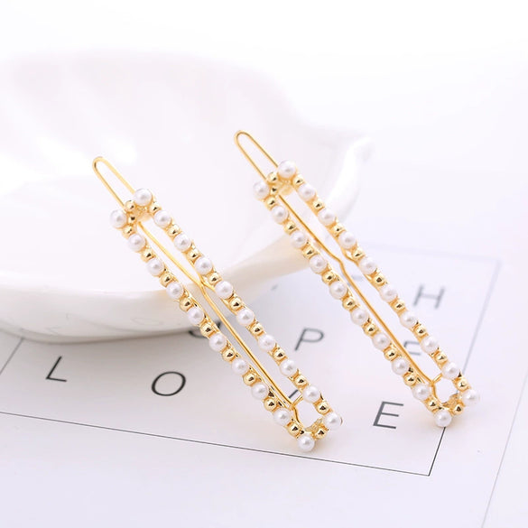 Hairpin Artificial Crystal And Zinc Alloy Geometric Heartshaped Pearl Hair Accessories For Female Wholesale