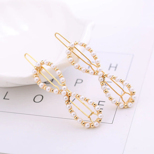 Hairpin Artificial Crystal And Zinc Alloy Geometric Heartshaped Pearl Hair Accessories For Female Wholesale