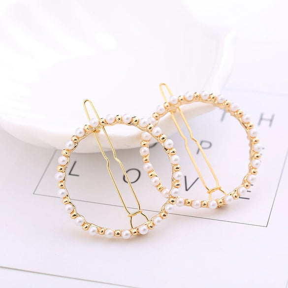 Hairpin Artificial Crystal And Zinc Alloy Geometric Heartshaped Pearl Hair Accessories For Female Wholesale