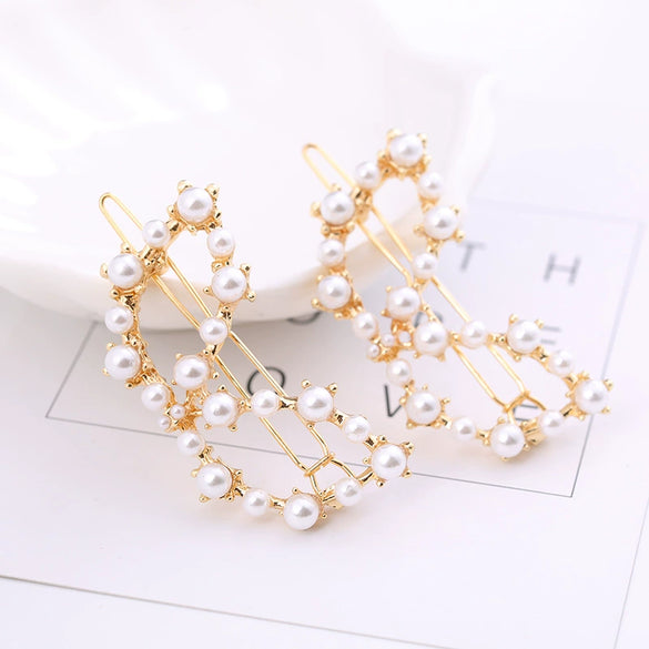 Hairpin Artificial Crystal And Zinc Alloy Geometric Heartshaped Pearl Hair Accessories For Female Wholesale