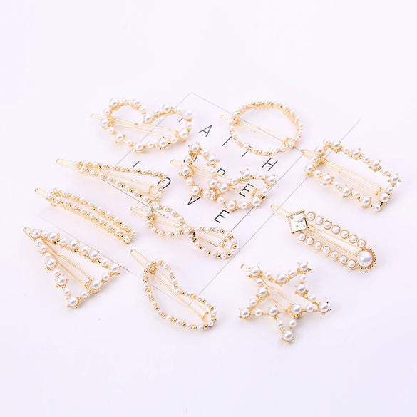 Hairpin Artificial Crystal And Zinc Alloy Geometric Heartshaped Pearl Hair Accessories For Female Wholesale