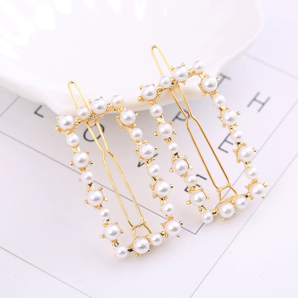 Hairpin Artificial Crystal And Zinc Alloy Geometric Heartshaped Pearl Hair Accessories For Female Wholesale