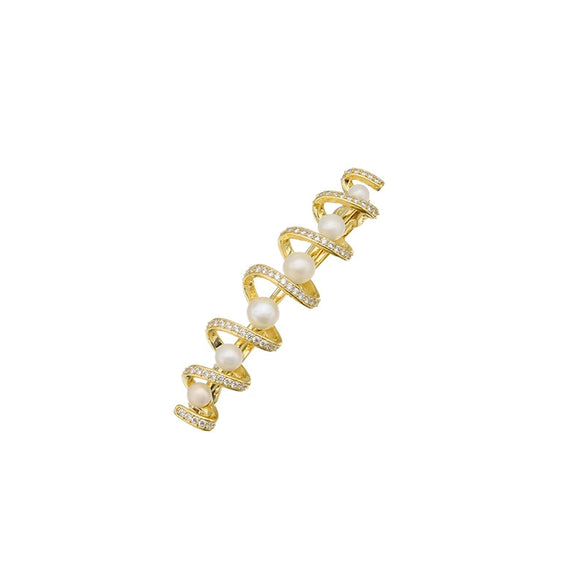 Hairpin Natural Freshwater Pearl Rhinestone Alloy Electroplated Geometric Design Women's Hair Accessory