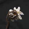 Hairpin Natural Pearl Wooden Ebony Antique Flowers Handmade