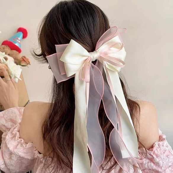 Hairpin Polyester Cotton Little Fresh Style Purely Handmade Bow Spring Clip Women's Accessories