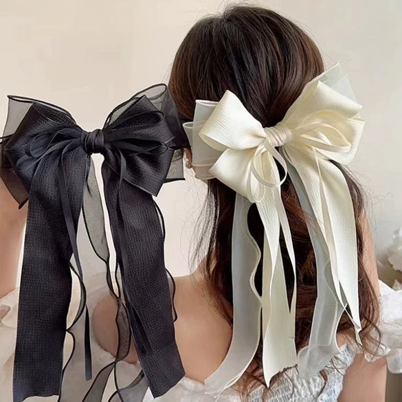 Hairpin Polyester Cotton Little Fresh Style Purely Handmade Bow Spring Clip Women's Accessories