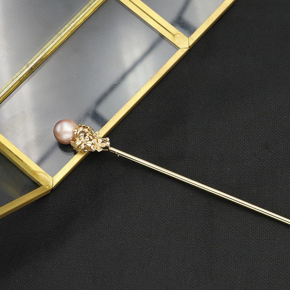 Hairpin Sandalwood Pearl Geometric Retro Handmade