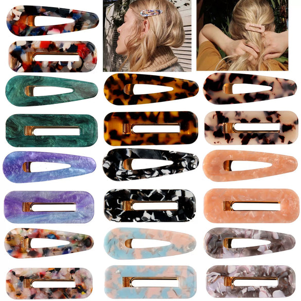 Hairpin Side Clip Set Acetate Plate Acrylic Resin Electroplating Minimalist Geometric Hair Accessories
