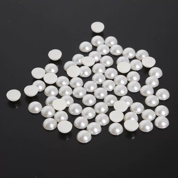 Half Face Hair Accessories Abs Imitation Pearl Semicircle Flat Bottom Diy Handmade Bow