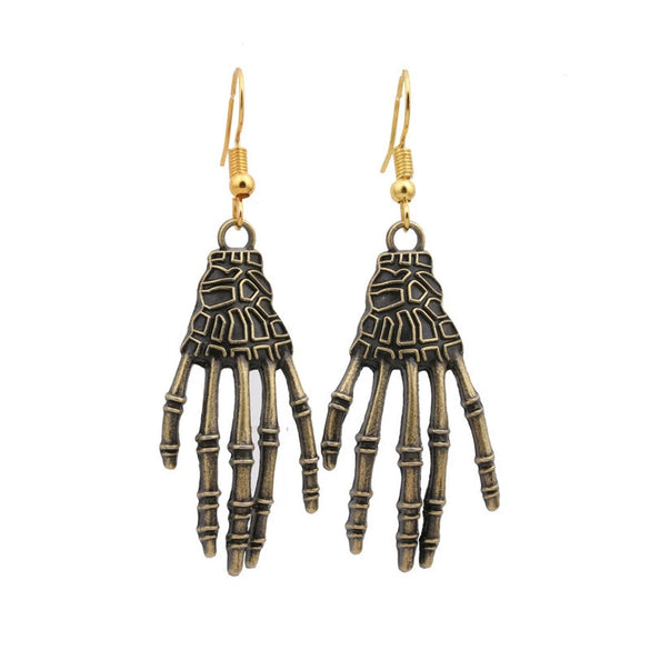 Halloween Alloy Earrings With Skull Palm Eye And Spider Patterns