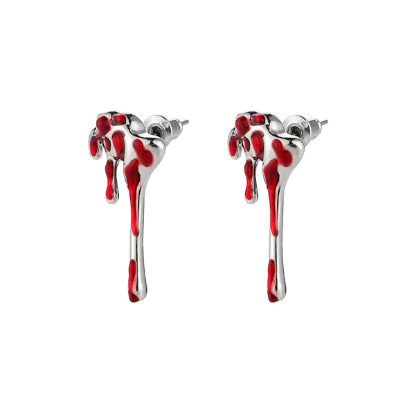 Halloween Alloy Electroplated Geometric Lava Drop Blood Earrings Unisex Gothic Dark Style
