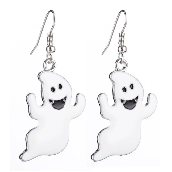 Halloween Alloy Pumpkin Earrings With Bat Spider And Ghost Cartoon Charms In A Fun Punk Hip Hop Style
