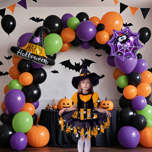 Halloween Balloon Arch Set With Round Latex Balloons For Party Decoration