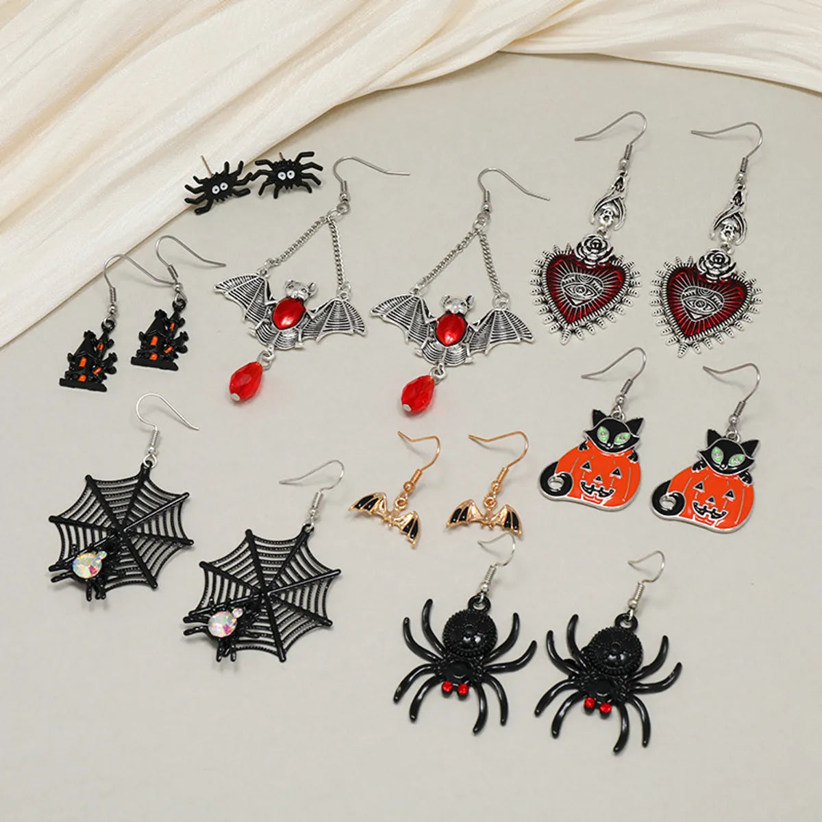 Halloween Black Cat Pumpkin Pendant Earrings Wholesale Nihaojewelry