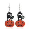 Halloween Black Cat Pumpkin Pendant Earrings Wholesale Nihaojewelry