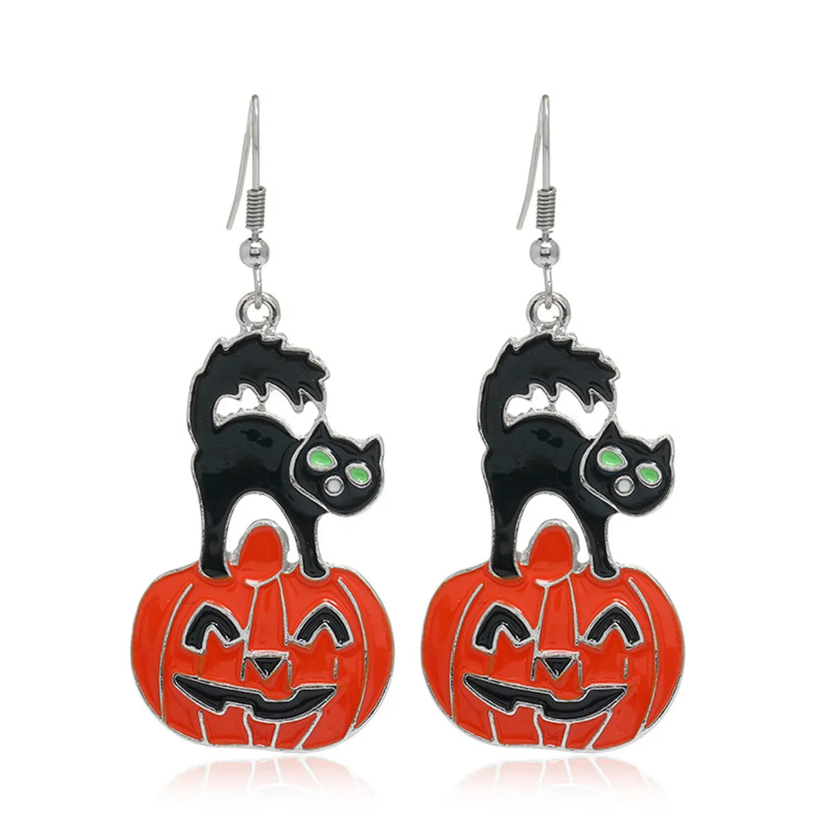 Halloween Black Cat Pumpkin Pendant Earrings Wholesale Nihaojewelry