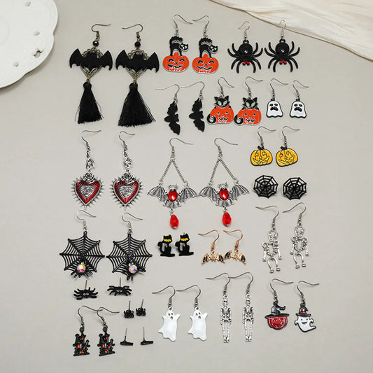 Halloween Black Cat Pumpkin Pendant Earrings Wholesale Nihaojewelry