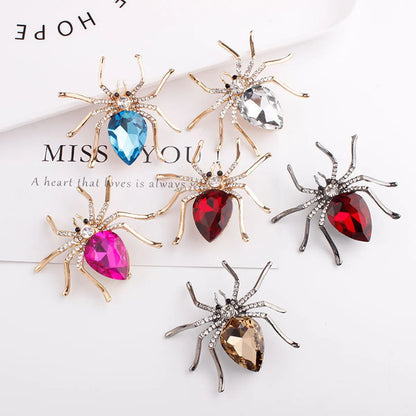 Halloween Brooch Cross-Border Animal Spider Crystal Brooch Corsage Fashion Diamond-Embedded Scarf Buckle Brooch Ornament Wholesale