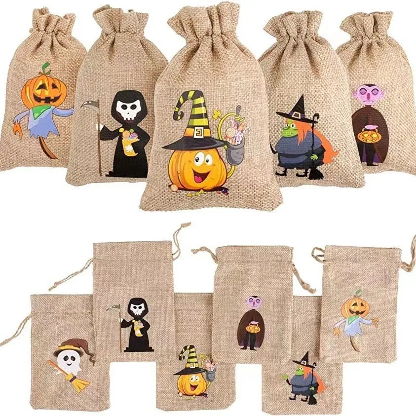 Halloween Casual Pumpkin Cartoon Linen Party Festival Gift Bags