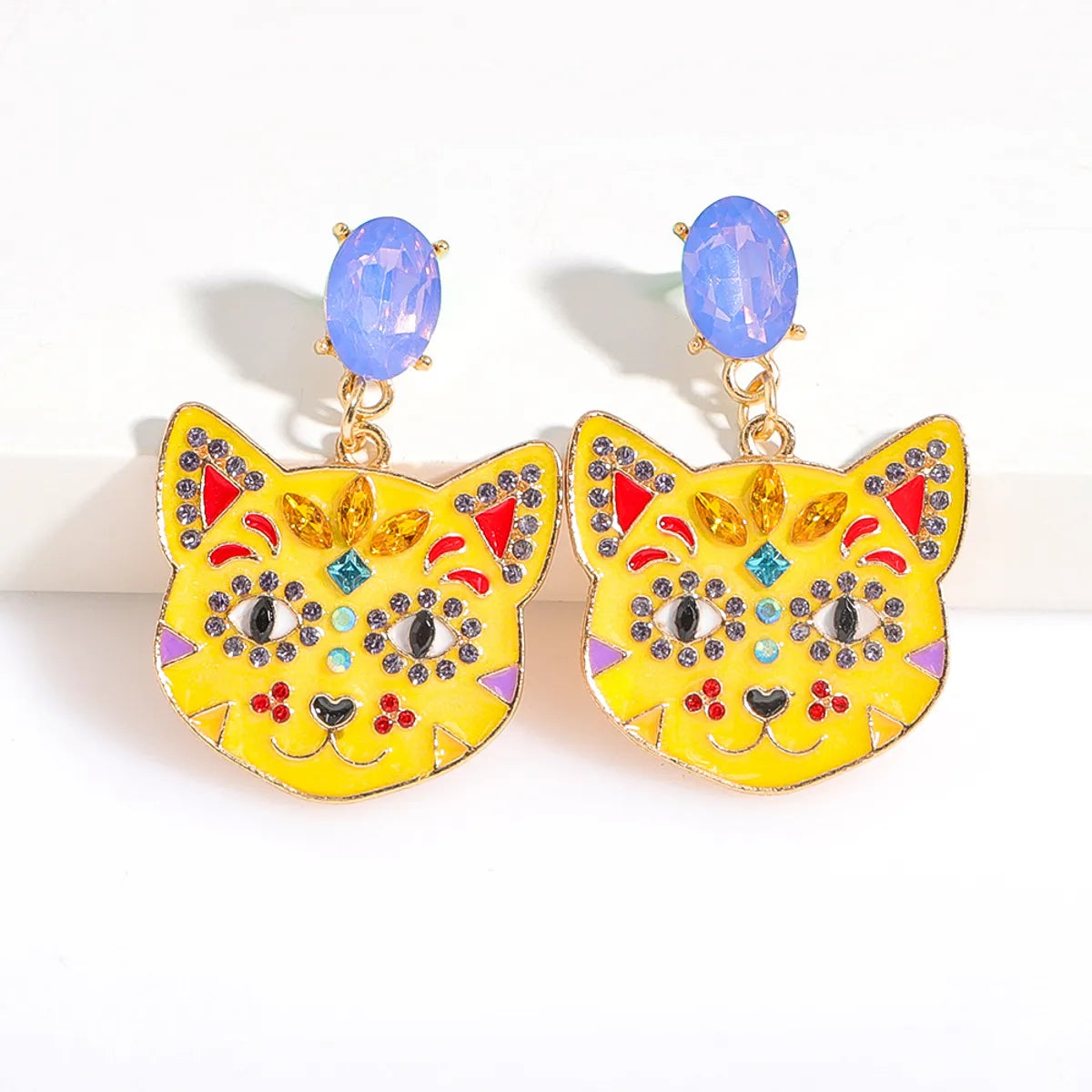 Halloween Cat Animal Alloy Diamond Earrings Wholesale Jewelry Gooddiy