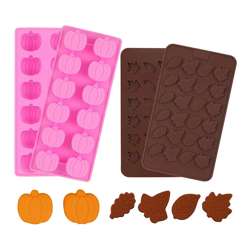 Halloween Cute Pumpkin Red Heart Silica Gel Kitchen Molds 3 Pieces Set 4 Pieces Set 6-Piece Set