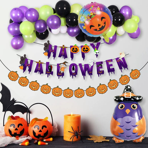 Halloween Decoration Aluminum Film Round Balloon Party Supplies With Pumpkin Pattern