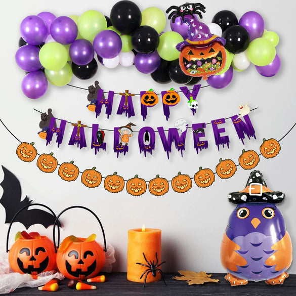 Halloween Decoration Aluminum Film Round Balloon Party Supplies With Pumpkin Pattern