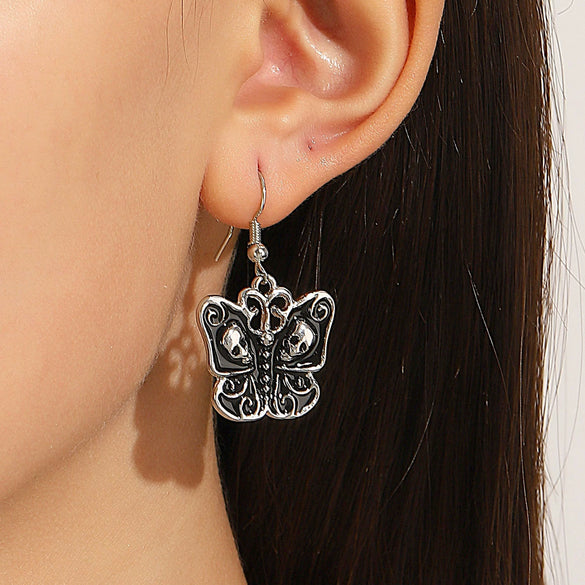 Halloween Earrings Alloy Butterfly Skull Cartoon Gothic Punk Dark Electroplated For Women