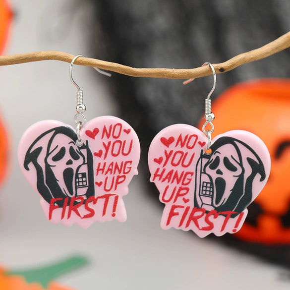 Halloween Earrings Pink Ghost Letters Acrylic Uninlaid Geometric Design Women's