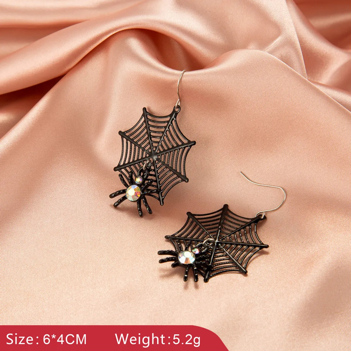 Retro Spider Plating Alloy Artificial Gemstones Earrings