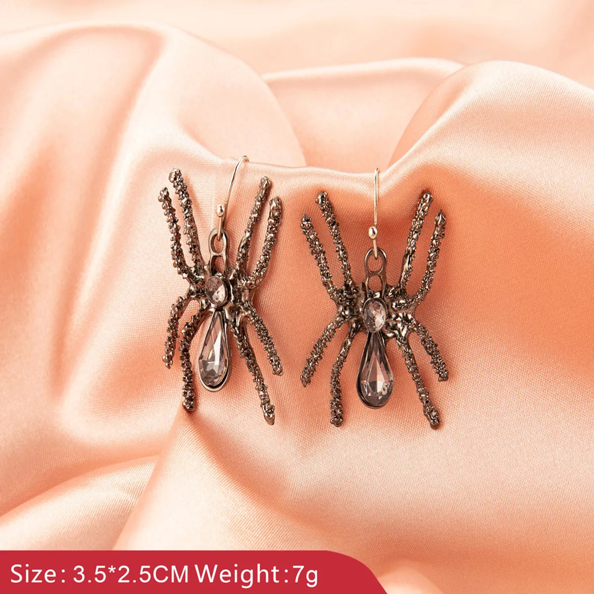 Retro Spider Plating Alloy Artificial Gemstones Earrings