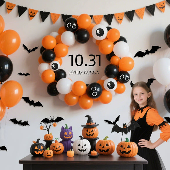 Halloween Holiday Balloon Set Latex Aluminum Film Round Balloon Combination Background Layout Atmosphere Decoration