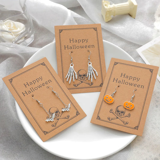 Halloween Holiday Skull Bone Festival Pumpkin Alloy Earrings