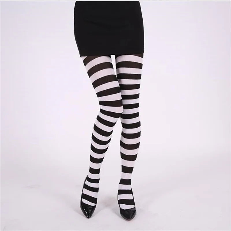 Halloween Japanese Cute Striped Stockings Cosplay Christmas Two-Color Stitching Jumpsuit Socks Wholesale