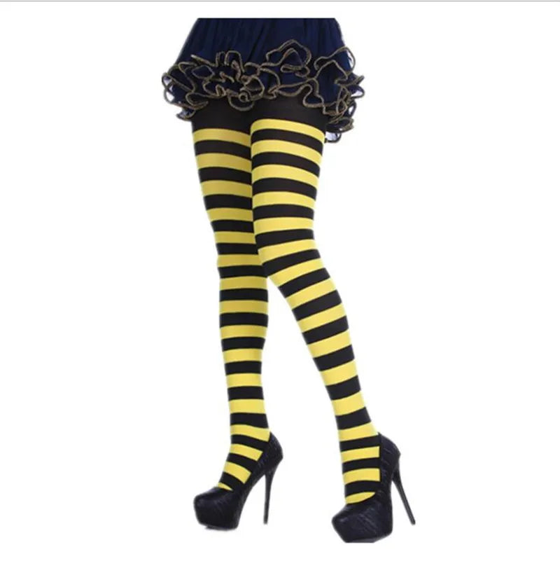 Halloween Japanese Cute Striped Stockings Cosplay Christmas Two-Color Stitching Jumpsuit Socks Wholesale