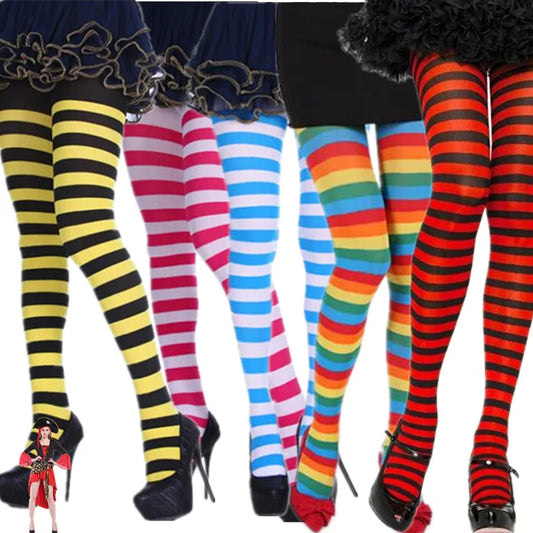 Halloween Japanese Cute Striped Stockings Cosplay Christmas Two-Color Stitching Jumpsuit Socks Wholesale