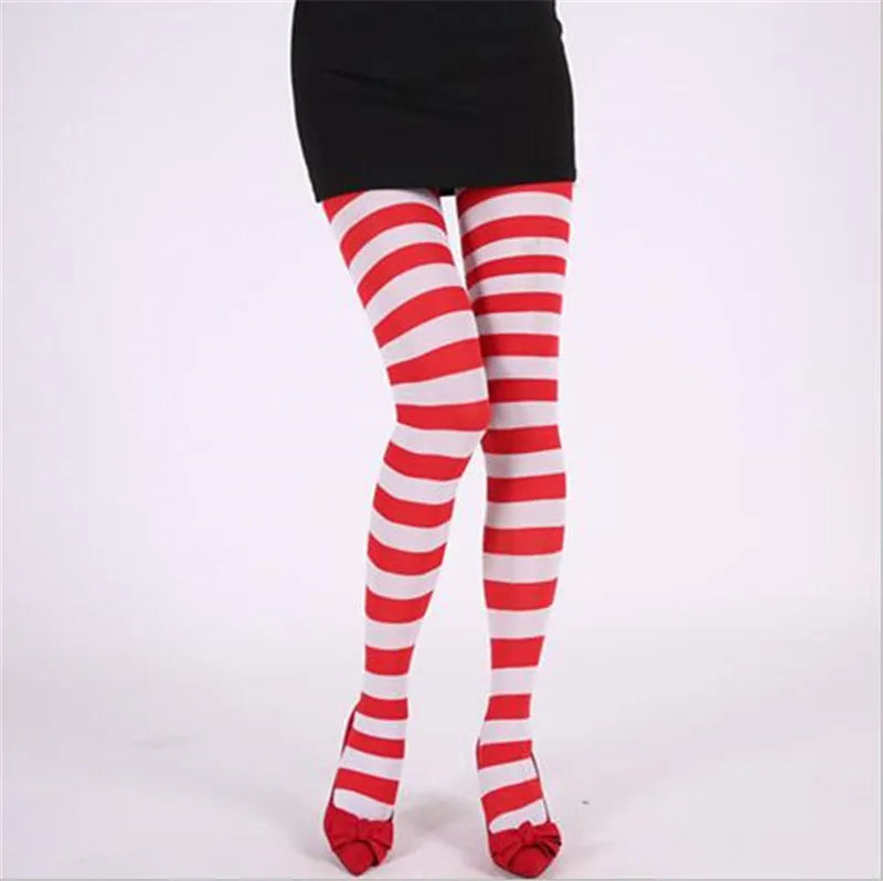 Halloween Japanese Cute Striped Stockings Cosplay Christmas Two-Color Stitching Jumpsuit Socks Wholesale