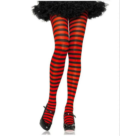 Halloween Japanese Cute Striped Stockings Cosplay Christmas Two-Color Stitching Jumpsuit Socks Wholesale