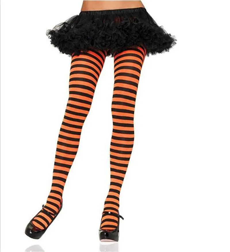 Halloween Japanese Cute Striped Stockings Cosplay Christmas Two-Color Stitching Jumpsuit Socks Wholesale