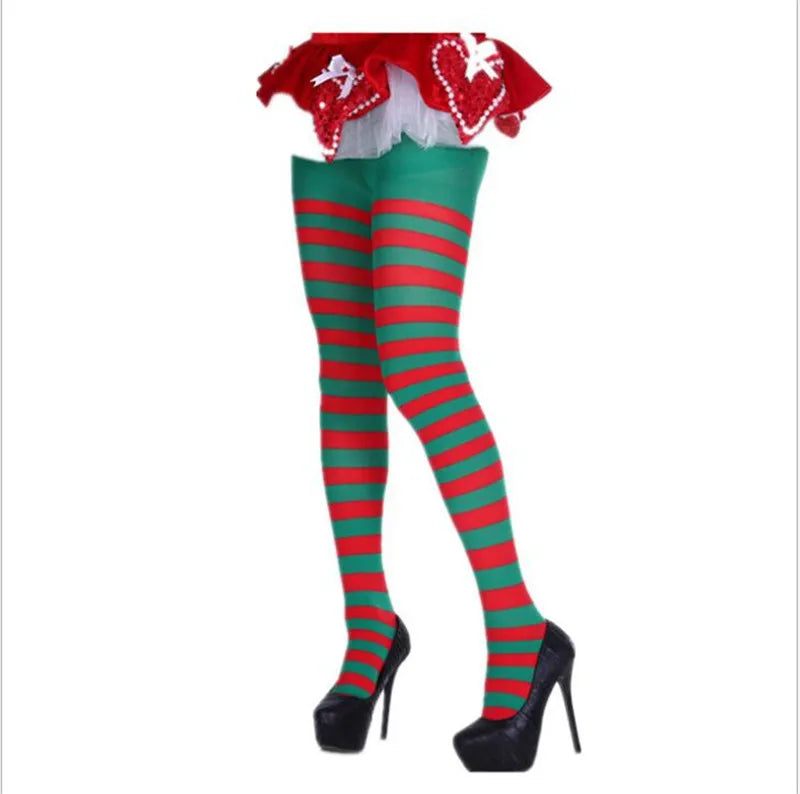 Halloween Japanese Cute Striped Stockings Cosplay Christmas Two-Color Stitching Jumpsuit Socks Wholesale