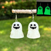 Halloween Luminous Resin Handmade Earrings With Stereo White Ghost Pumpkin Corn Sugar Heart Pendant And Cartoon Characters Pattern