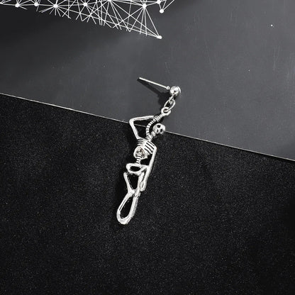 Halloween Metal Skull Asymmetric Chain Punk Style Earrings Wholesale Jewelry Gooddiy