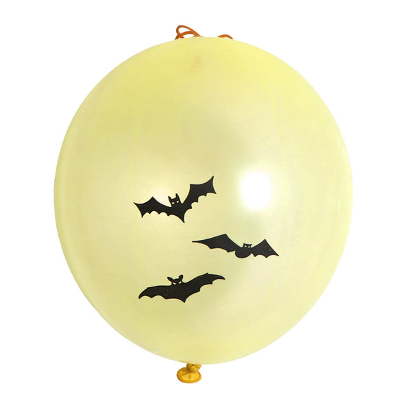 Halloween Party Balloon Latex Round Pat Ball With Rubber Band And Bat Decoration