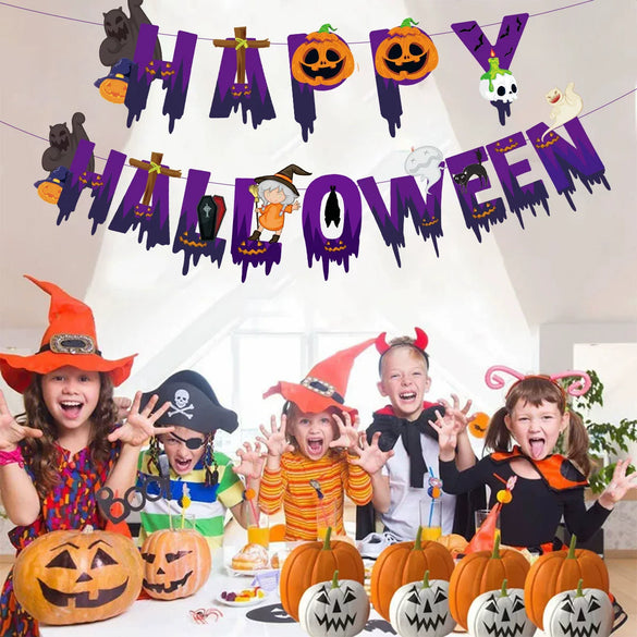 Halloween Party Decoration Aluminum Film And Latex Balloon Suit With Skull Pumpkin Candy Spider Design Round Shape