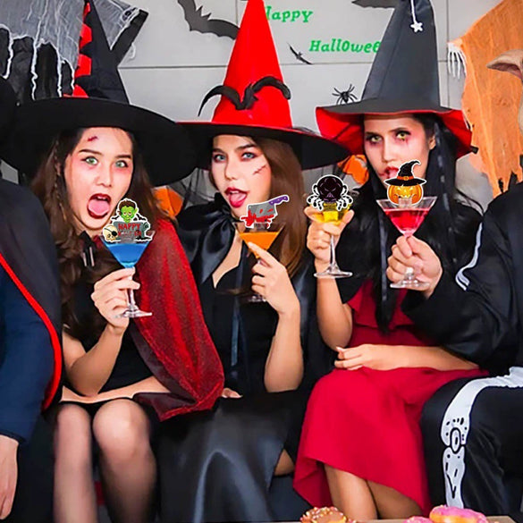 Halloween Party Decoration Wine Glass Card Pumpkin Eyeball Bleeding Mug Decoration Supplies Paper