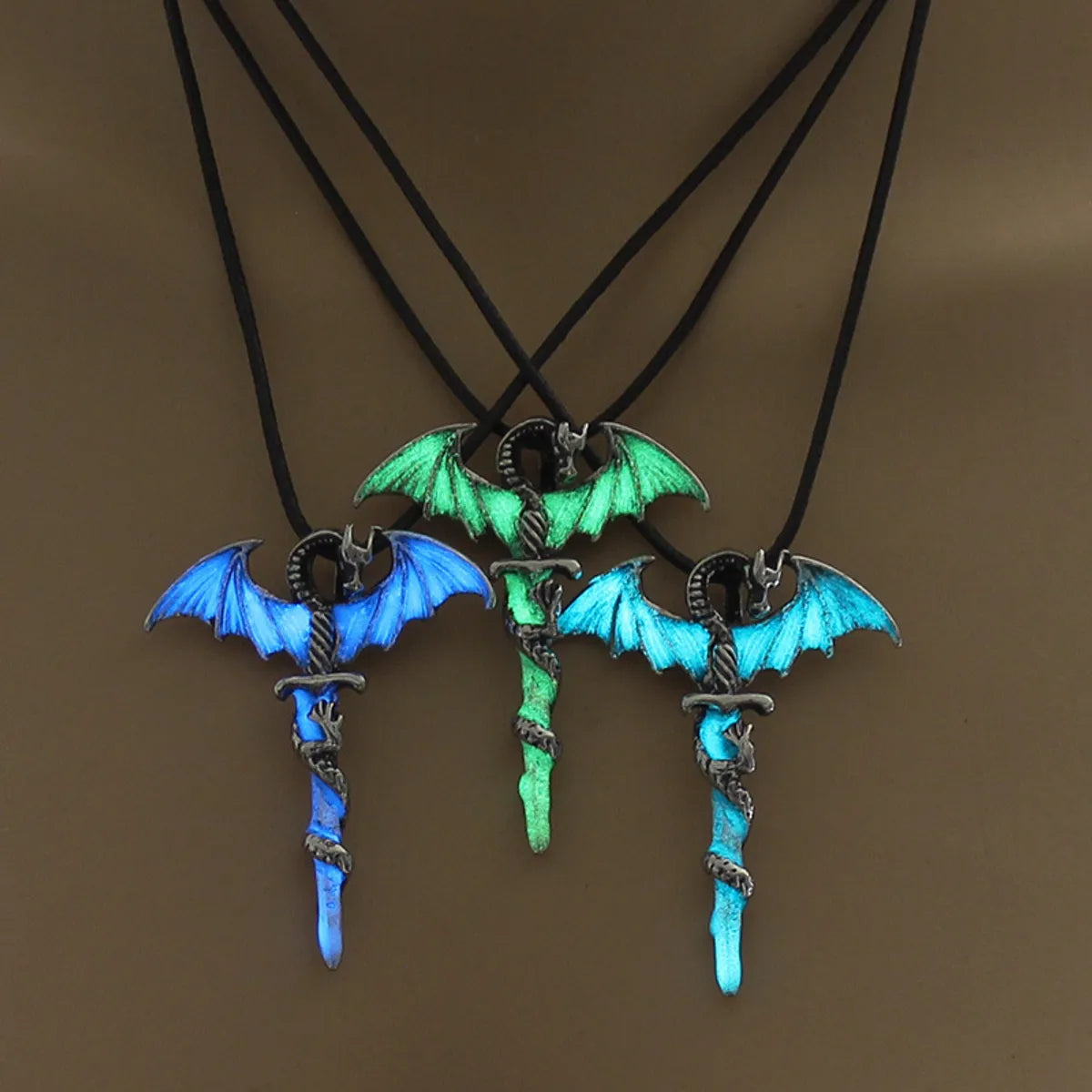 Halloween Pterodactyl Sword Luminous Leather Cord Necklace Wholesale Jewelry Gooddiy