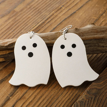 Cross-Border Independent Station Halloween Earrings Personality Pumpkin Ghost Hat Leather Earrings Halloween Ornaments