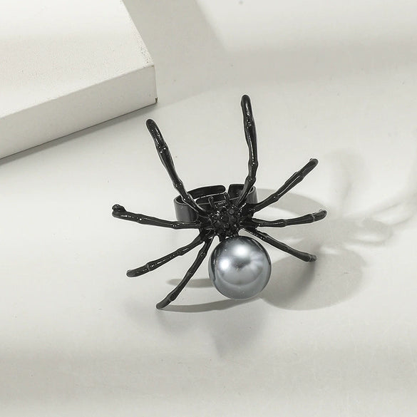 Halloween Punk Hiphop Dark Alloy Spider Ring With Environmental Protection Treatment