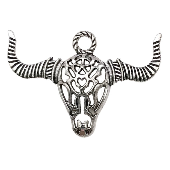 Halloween Retro Style Zinc Alloy Skull And Bull Head Pendant Jewelry Accessories With Electroplating