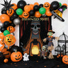 Halloween Series Black Orange Party Balloon Set With Round Latex Balloons And Halloween Background Cloth Theme Decoration